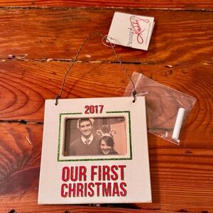 2017 Our First Christmas Ornament White Frame NWT
